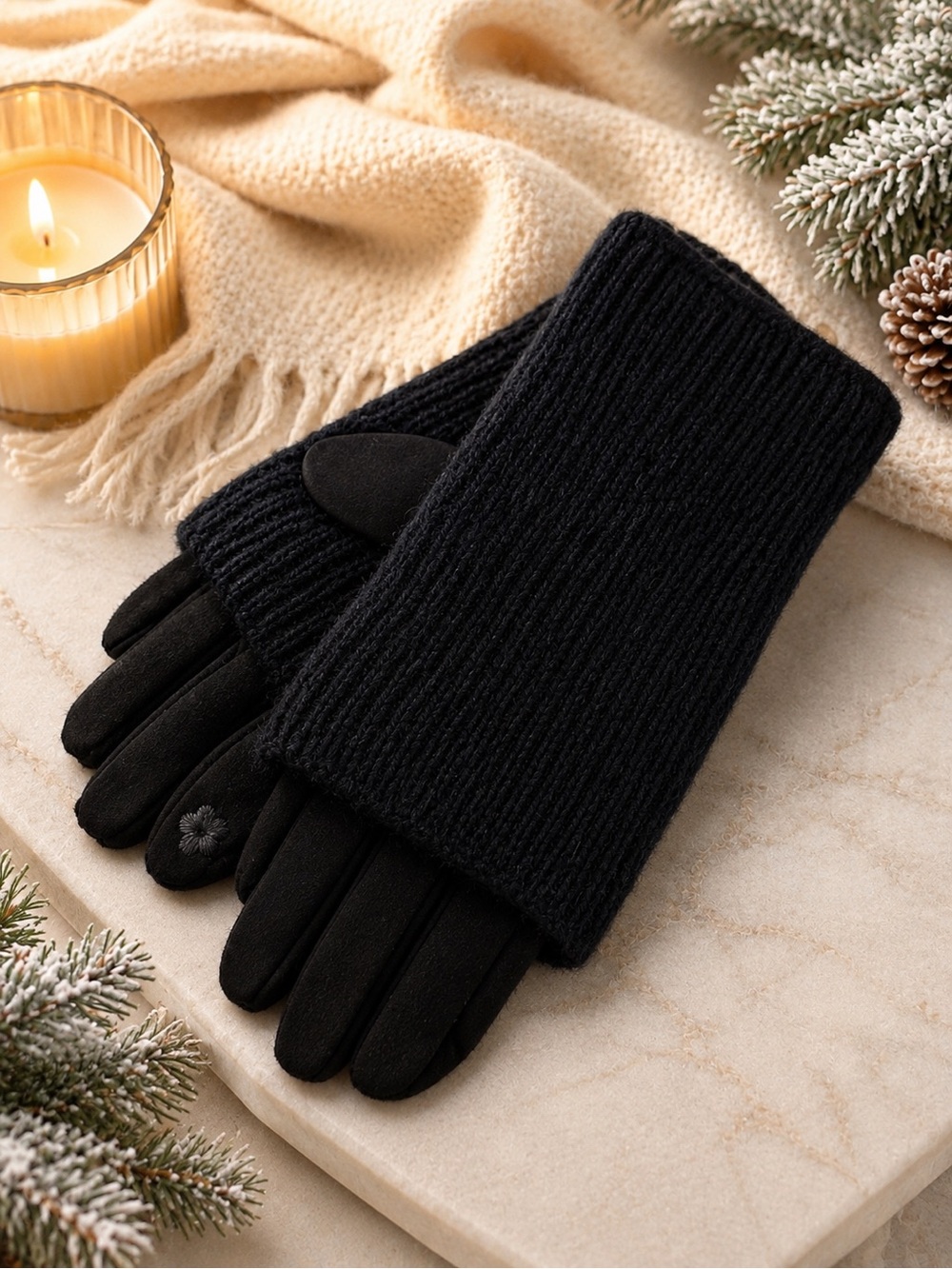 🆕❤️Black One Size Glove w/Detachable Hand Warmer
